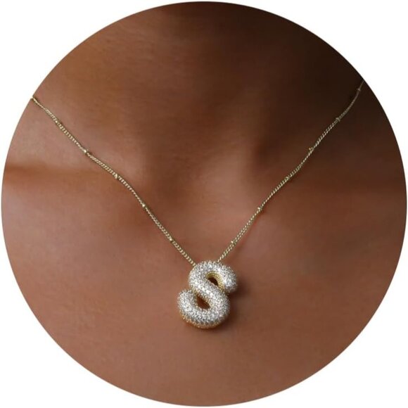 Jewelry - Bubble Gold Letter Pendant Necklace - Personalized Jewelry for Meaningful Gifts